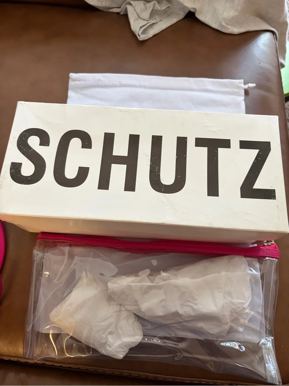 SCHUTZ Hot Pink Double-Ring Toe-Loop Slide Sandals